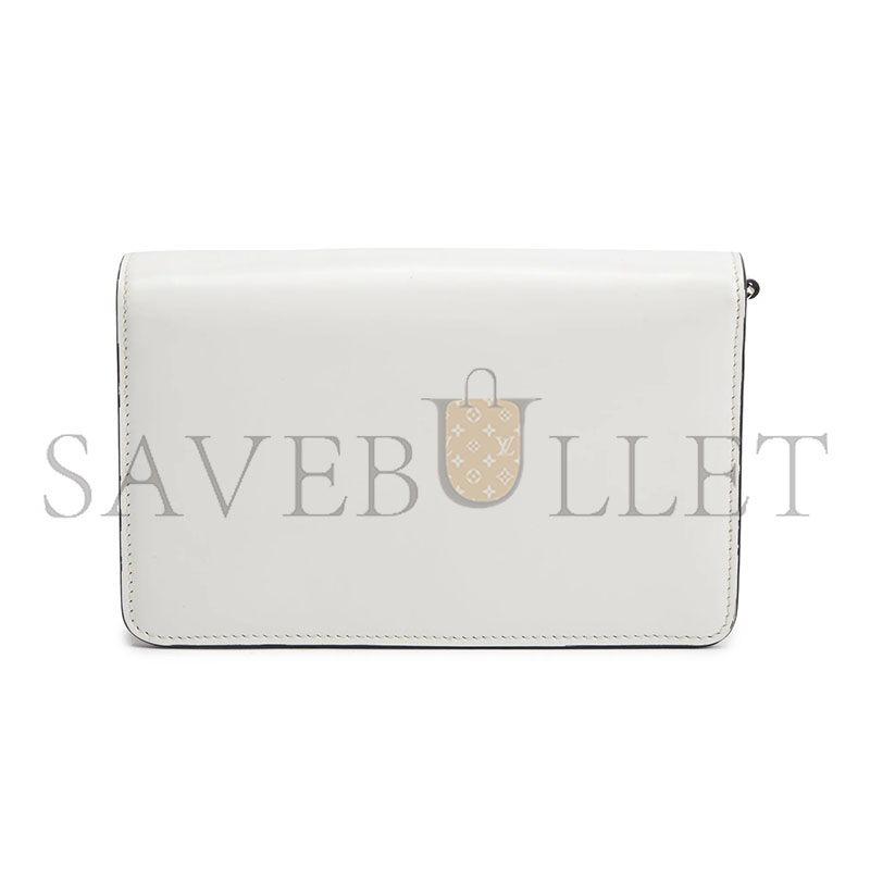 Pra*a logo leather wallet on chain in white 1bd307 (19*10.5*3.5cm)